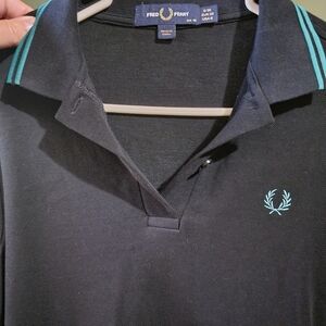 Fred Perry Black Polo with Teal Stripes